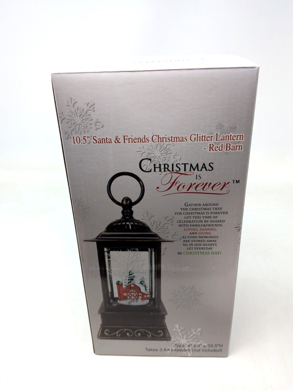RARE Christmas Is Forever “Red Barn” Glitter Light Up Lantern 10.5"